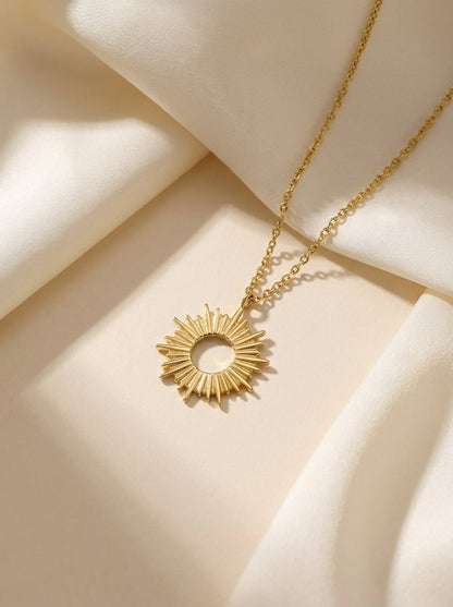 Radiant Sun Pendant Gold Necklace - Myglova