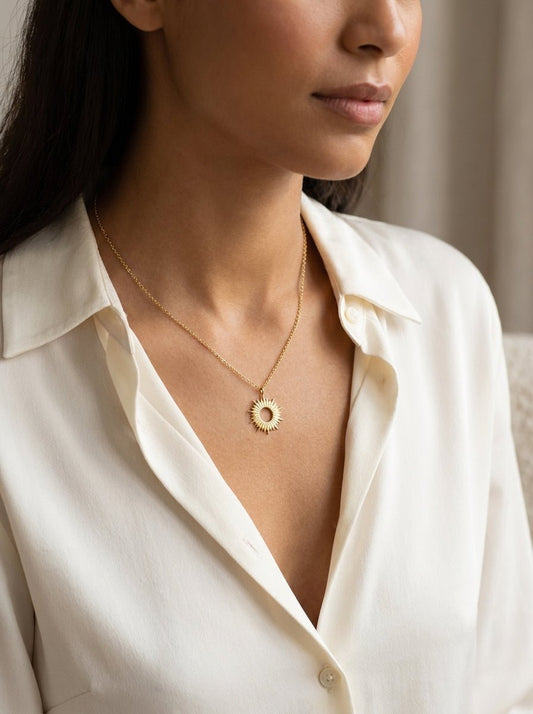 Radiant Sun Pendant Gold Necklace - Myglova