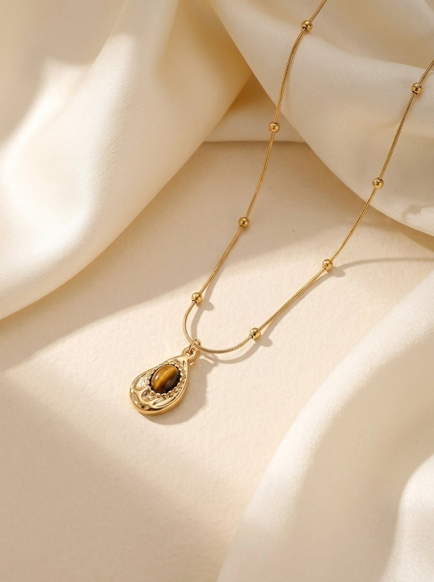 Retro Tiger Eye Pendant Necklace - Myglova