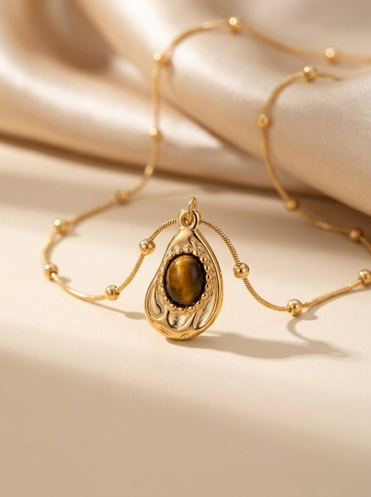 Retro Tiger Eye Pendant Necklace - Myglova