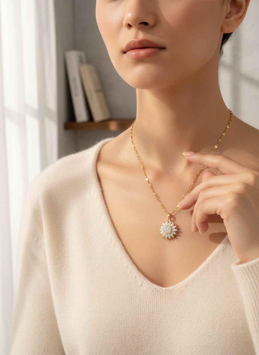 Solara Rotating Sunflower Necklace - Myglova