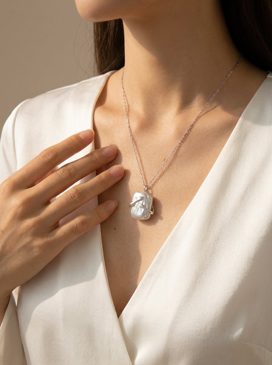 The "Eternal Embrace" Square Baroque Pearl Necklace - Myglova