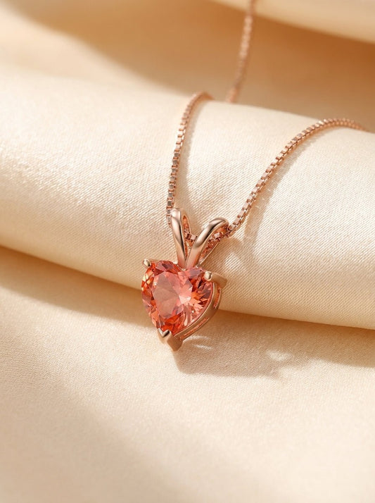 Tourmaline Heart Pendant Necklace — Plated - Myglova