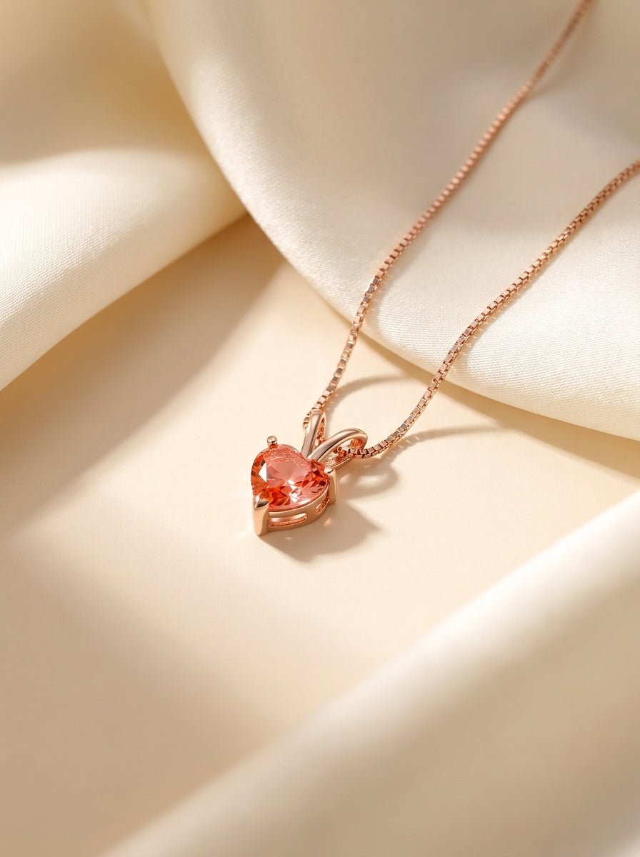 Tourmaline Heart Pendant Necklace — Plated - Myglova