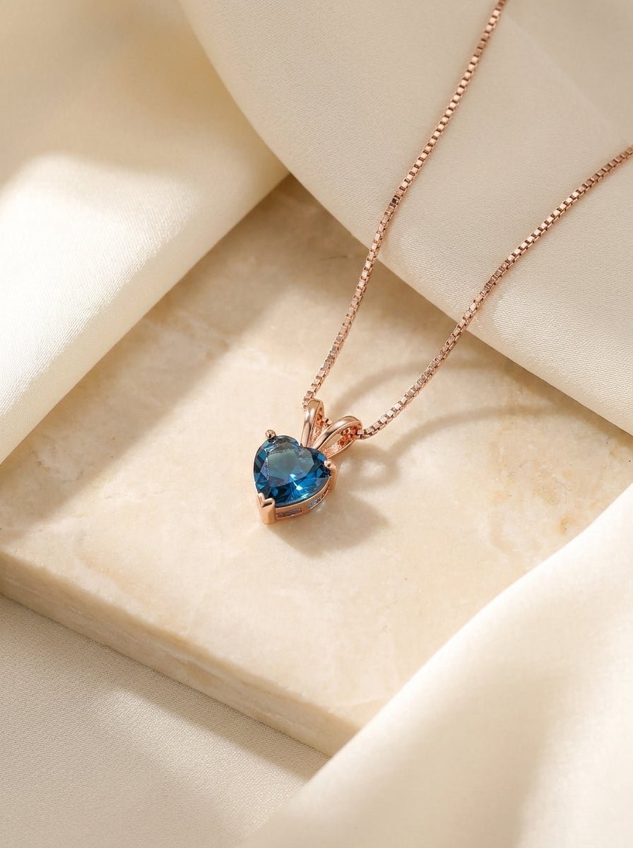 Tourmaline Heart Pendant Necklace — Plated - Myglova