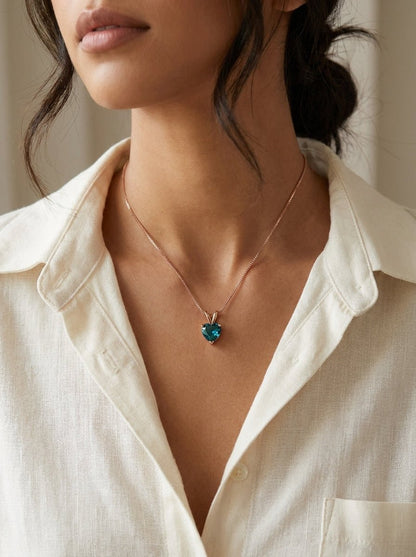 Tourmaline Heart Pendant Necklace — Plated - Myglova