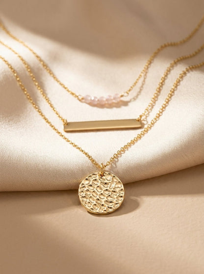 Triple Layer Pearl Layered Necklace — Plated - Myglova