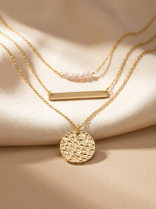 Triple Layer Pearl Layered Necklace — Plated - Myglova