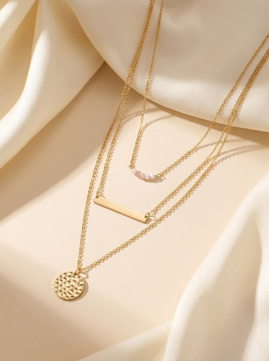 Triple Layer Pearl Layered Necklace — Plated - Myglova