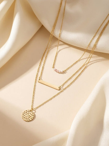 Triple Layer Pearl Layered Necklace — Plated - Myglova