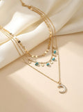Turquoise Star Layered Necklace — Gold Plated - Myglova